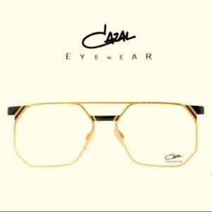 NEW Cazal designer eyeglass frame unisex gold/black trim sunglasses Rx Vintage